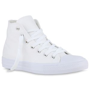 VAN HILL Damen Sneaker High Bequeme Schnürer Stoff Schnür-Schuhe 840394, Farbe: Weiß, Größe: 37