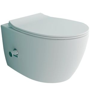 Alpenberger Hänge-WC spülrandlos Dusch-WC KeramikTiefspül Toilette inkl. WC-Sitz und Bidet-Armtatur für Kalt /  Warm Wasseranschluss