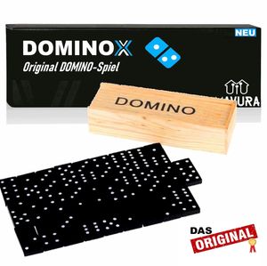 DOMINOX Domino Spiel Steine Dominosteine Geschicklichkeitsspiel Denkspiel m. Box