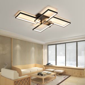LED Deckenleuchte Wohnzimmer Deckenlampe 74W Dimmbar Schlafzimmerlampe mit Fernbedienung aus Metall Küchenlampe für Schlafzimmer Esszimmer Schwarz