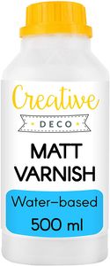 Creative Deco Matt-Lack Firnis | 500 ml Flasche | Oberflächenfinish auf Wasserbasis | Permanenter farbloser Lack | Verwendung im Innen- und Außenbereich | Perfekt für Bastelprojekte und Gemälde
