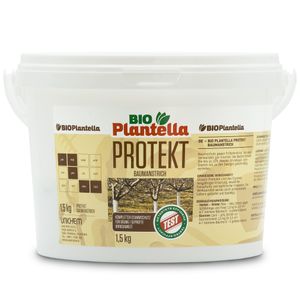 Plantella Protekt Weißanstrich 1,5 kg | biologischer Schutz gegen Frost, Baumschädlinge, Pilzkrankheiten, etc. | Kalkanstrich für Bäume