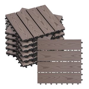 WOLTU WPC terasové dlaždice vzhľad dreva terasové dosky dlaždice v podlahovej krytine s klik systémom, na terasu a balkón 30x30 cm v sade hnedá (11 kusov / 1 m²) WOLTU WPC terasové dlaždice vzhľad dreva terasové dosky dlaždice v podlahovej krytine s klik systémom, na terasu a balkón 30x30 cm v sade hnedá (11 kusov / 1 m²)