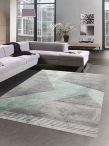 Abstrakter Teppich Wohnzimmer modernes gestreiftes Muster rosa grün grau - pflegeleicht Größe - 120x170 cm