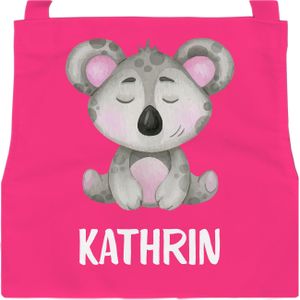 personalisierte Kinderschürze mit Namen Koala-Bär Tiere Küchenschürze Malschürze Bastelschürze Kinder SpecialMe pink 6-10 Jahre