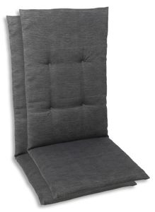 GO-DE Textil, Sesselauflage Mittellehner, 2er Set, Farbe: grau, Maße: 108 cm x 48 cm x 5 cm, Rueckenhoehe: 60 cm