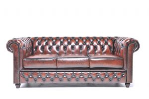 Chesterfield Sofa Original Leder | 3-Sitzer | Antik braun |
