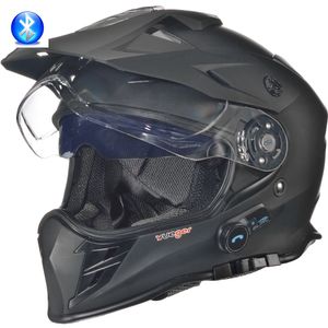 RX-968 COM Bluetooth Crosshelm Integralhelm Quad Cross Enduro Motocross Offroad Helm Pinlock Schwarz Matt L (59-60)