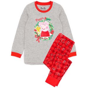 Peppa Pig - Schlafanzug für Mädchen - weihnachtliches Design NS6560 (92) (Rot/Grau)