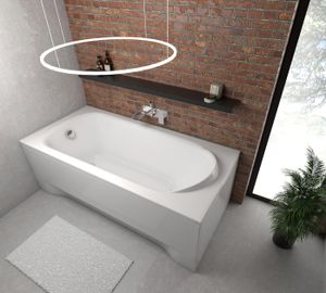 ECOLAM Badewanne Wanne Rechteck M-Polimat Acryl weiß 170x75 cm + Schürze Ablaufgarnitur Ab- und Überlauf Automatik Füße Silikon Komplett-Set