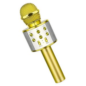 BONAOK Karaoke Mikrofon, 3 in 1 Kabelloses Bluetooth Mikrofon, Kinder Mikrofon Lautsprecher Maschine, Tragbares KTV Mikrofon für zu Hause, Kompatibel mit IOS Android Bluetooth Geräten（Schwarz Gold 