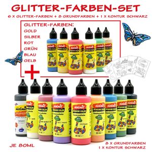 15er Window Color Glitter-Farben Set Fensterfarben Malfarben