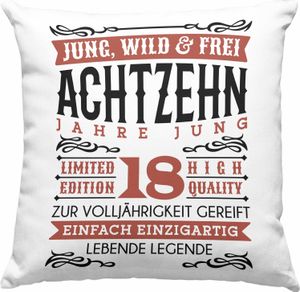 Trendation - 18. Geburtstag Deko-Kissen mit Füllung 40x40 Geschenk 18er Geschenkidee Mädchen Jungen Lustiger Spruch Legende (Rosa)