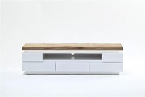 TV-Lowboard Romina 1 | weiß matt / Eiche massiv | inkl. LED Beleuchtung