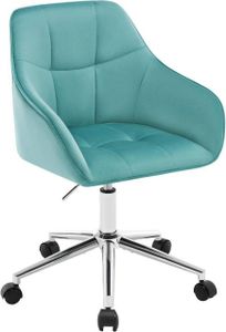 WOLTU Bürohocker Homeoffice Stuhl, Schminkstuhl, höhenverstellbar, mit Armlehnen Samtsitz : Türkis Farbe: Türkis