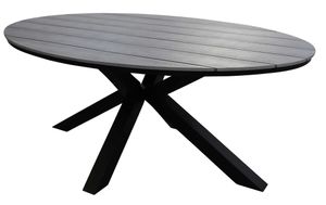 Ovaler Gartentisch | Polywood & Aluminium | 180cm | Grau