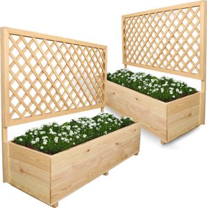 2er Set Pflanzkästen mit Rankgitter - Kiefer - 128 x 44 x 104cm