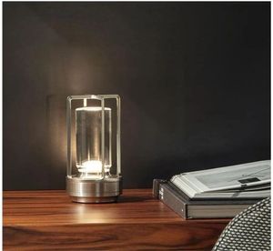 Tragbare Metall-Tischlampe für Innen/Außen, Wiederaufladbare Kabellose LED-Lampe, 3-Farben Stufenlos Dimmbar,Restaurant/Schlafzimmer/Bar/Campinglicht