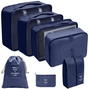 Koffer Organizer Set 7 Teilige Packing Cubes Kleidertaschen Schuhbeutel Ordnungssystem für Koffer Packwürfel Blau Packtaschen für Koffer Koffer Organizer Set 7 Teilige Packing Cubes Kleidertaschen Schuhbeutel Ordnungssystem für Koffer Packwürfel Blau Packtaschen für Koffer