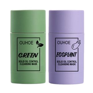2 Stück Grüner Tee Purifying Clay Stick Mask Face Mask Stick Deep Cleansing Oil Control Anti-Acne Fine Solid Mask Aubergine Blackhead Remover Face Mask Pores Shrink