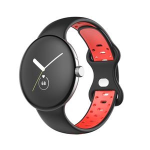 Für Google Pixel Watch Uhr Kunststoff / Silikon Armband Größe M / Frauen Ersatz Arm Band Schwarz / Rot