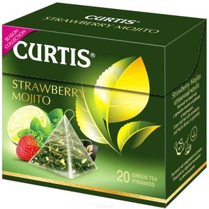 Curtis grüner Tee Strawberry Mojito 20 Pyramidenbeutel Pyramid Tea Grüntee