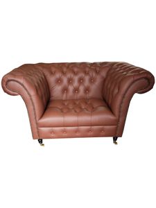 fotel Chesterfield Skórzany fotel wypoczynkowy Brązowy Nowoczesny Nowy