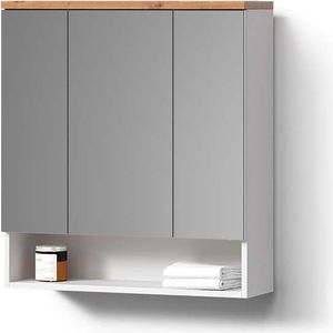 Livinity Badspiegelschrank Tanaro, 70 x 77.5 cm mit 3 Türen, Weiß/Weiß