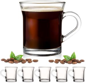 PLATINUX Kaffeegläser mit Henkel aus Glas 220ml (max.280ml) Set 6-Teilig Teegläser groß Glastassen spülmaschinenfest