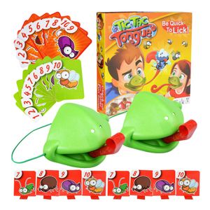Praktische Witze Frosch Maske Kartenspielzeug Chamäleon Eidechse Herausstreckende Zunge Spielzeug Desktop Eltern-Kind-Kampfspiel