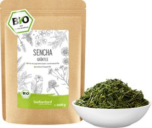 Grüner Sencha Tee 1000 g I lose und geschnitten I aromatischer Sencha Grüntee I 100% natürlich I bioKontor