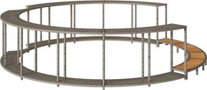 vidaXL Whirlpool-Umrandung mit Stauraum Holztreppe Grau Poly Rattan