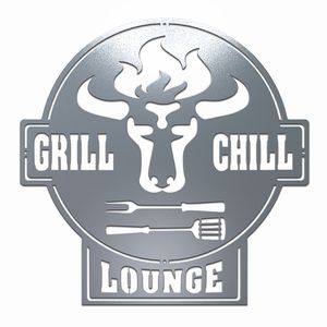 Gartenschild | Grill Schild | Bulle Grill & Chill Lounge | Stahl, Farbe:BBQ Lounge Edelrost