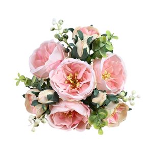 Hochzeitsstrauß realistische romantische ästhetische dekorative Kunstseidenblume 10-köpfige Simulation Hibiskus Hochzeitsdekoration-Hell-Pink