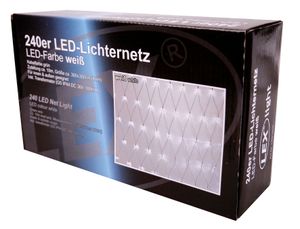 Lex Light LED Lichternetz für Außen 3x3m grünes Kabel 240 LEDs kaltweiß IP44
