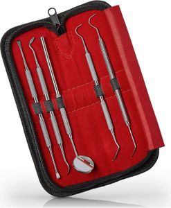 5-teiliges Zahnpflege Set | Dental Set mit Zahnspiegel & 4 Zahnsonden | Zahnreinigung und Zahnsteinentferner