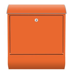 Design Briefkasten mit Zeitungsfach Unifarbe Orange
