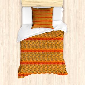 ABAKUHAUS Paisley Bettbezug Set für Einzelbetten, Oriental Floral East Damast, Milbensicher Allergiker geeignet mit Kissenbezug, 135 cm x 200 cm - 80 x 80 cm, Orange Multicolor