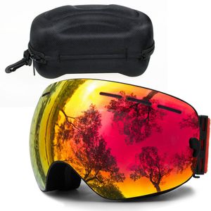 Skibrille Damen Herren, Schneebrille 100% UV-Schutz Skibrille für brillenträger, Anti-Nebel Snowboard Brille Ski Goggles Mit Brillenbox