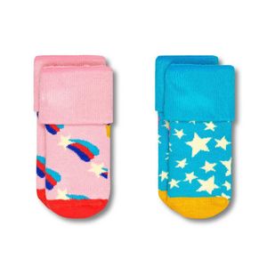 Happy Socks Baby Socken unisex, 2er Pack - Terry Socks, Bio-Baumwolle, Farbmix Shooting Star 13-17