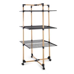 Meisterhome® Extra großer und Stabiler Wäscheständer Turm - mit Rollen - Wäscheturm - Turmwäscheständer - Schwarz - 30m Trockenleinenlänge