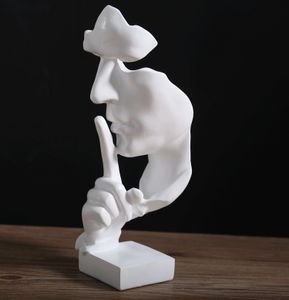 Schweigen ist Gold,Figur Skulptur Abstrakte Kunsthandwerksornamente Haus Dekoration Weiß