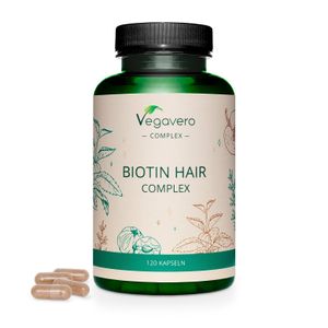 Vegavero Biotin Hair Complex | 120 Kapseln | Natürliche Haarpflege | Vegan & Ohne Synthetische Zusätze