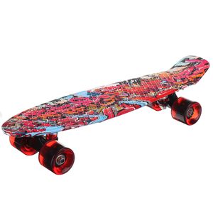 56cm Skateboard Mini Cruiser Board Komplettboard für Anfänger Kinder Jugendliche Erwachsene- Rot