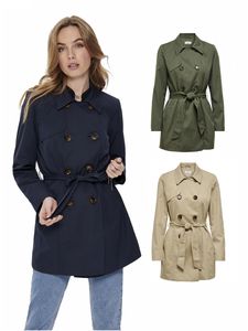 ONLY Damen Mantel Jacke onlValeria langer Trenchcoat, Farbe:Beige, Größe:S
