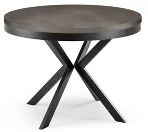 Runder Ausziehbarer Esstisch - Loft Style Tisch mit Metallbeinen - 120 bis 200 cm - Industrieller Quadratischer Tisch für Wohnzimmer - Kompakt - 120 cm - Dunkel Beton