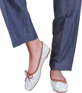Where's That From - Damen Ballerinas "Dawn", gewebter Stoff WM208 (37 EU) (Weiß)