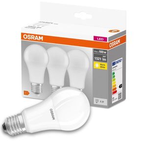 OSRAM LED-Lampe BASE C60, E27, EEK: F, 14W, 1521 lm, 2700 K, 3 Stück