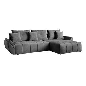 FURNIX Ecksofa CALVANI Schlaffunktion Bettkasten Kissen Couch Sofa L-Form EN 24