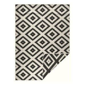 In- & Outdoor Teppich Malta Schwarz Creme , Größe:80x150 cm